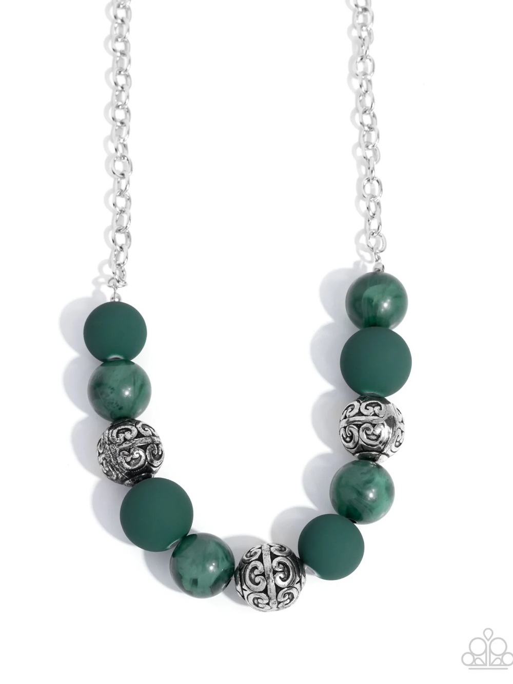 paparazzi Forest Gem Beaded Necklace - Green & Silver